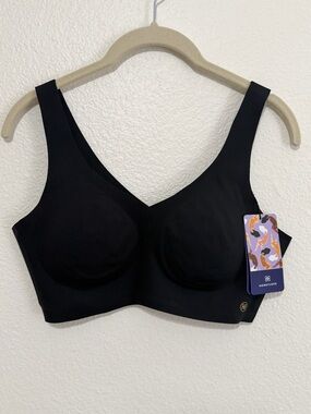 NWT Honeylove V-Neck Bra Women's Medium Black Wireless Seamless Comfort Support